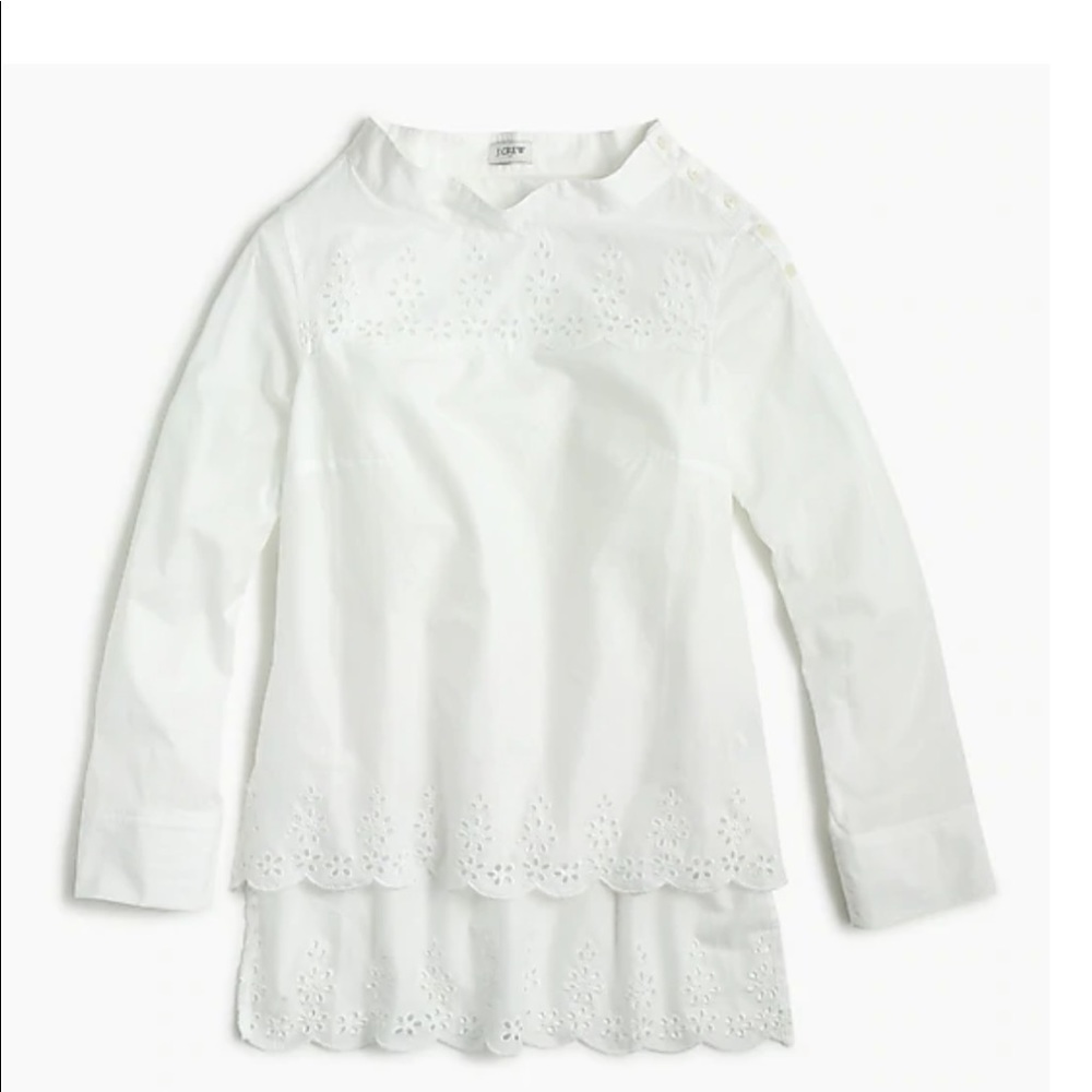 J. Crew Popover Blouse with Eyelet Detail
